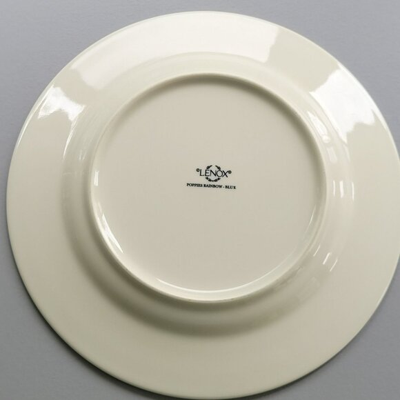 Vintage Lenox Poppies Rainbow Blue Dinner Plate, Raised Floral, Blue Rim, c1998 - Picture 7 of 10